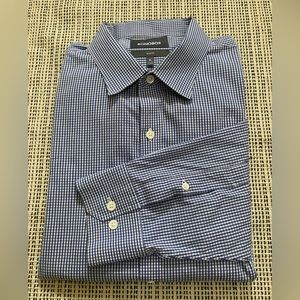 Bonobos Men’s Blue Plaid Dress Shirt, Blue, White, Size XL